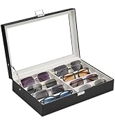ProCase 8/16 Slots Sunglasses Organizer Box with Clear Glass Lid & Lock, PU Glasses Storage Displ...