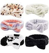 Ondder 6 Pack Bowknot Spa Headbands Solid Color Makeup Headbands Soft Face Wash Headbands Fluffy ...