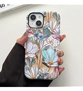 QLTYPRI Flower Case for iPhone 13/14, Aesthetic Cute Floral Phone Case for Girls Women, Protectiv...
