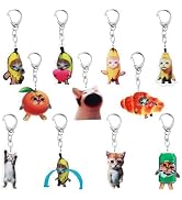 PLwelth 11Pcs Cat Keychains Cute Cat Theme Keyring Acrylic Keychain for Women Cat Lovers Kawaii B...