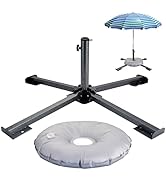 AMGSH Portable Beach Umbrella Stand, Foldable Umbrella Stand, Adjustable Patio Umbrella Base Hold...