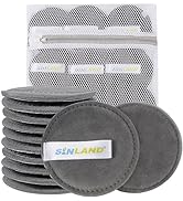 SINLAND Reusable Microfiber Makeup Remover Pads for Face,Eye,Lips 12Pack Washable Cotton Rounds f...