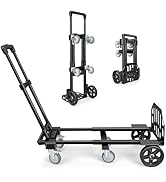 KEDSUM 3-in-1 Folding Hand Truck, 600LBS Heavy Duty Dolly Cart with Wheels, Six Wheels and Two Wh...