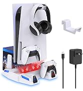 Cooling Station with Dual Controller Charger for PS5 Console, YUANHOT Stand with Cooling Fan and ...