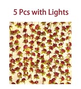 BLEUM CADE 5 Pcs 41Ft Flower Garland Artificial Rose Vines with 32.8Ft String Lights, Fake Flower...