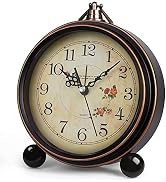 Königswerk Vintage Analog Alarm Clock, 5.25 inch Small Silent Desk Clock with Night Light, Batter...