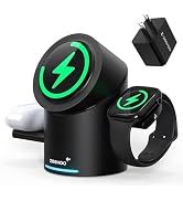 ZEEHOO 3 in 1 Charging Station for Apple Devices, Mag-Safe Charger Stand, Qi2 15W Auto-Rotating W...