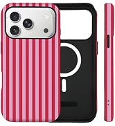 SenRiCase for iPhone 17 Pro Max Case Cute Striped Phone Case Compatible with MagSafe, Dual-Layer ...