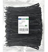HS Durable Plastic Zip Ties 8 Inch (Bulk-1000 Pack) UV Rated Black Cable Ties 40 Lbs Self-Locking...