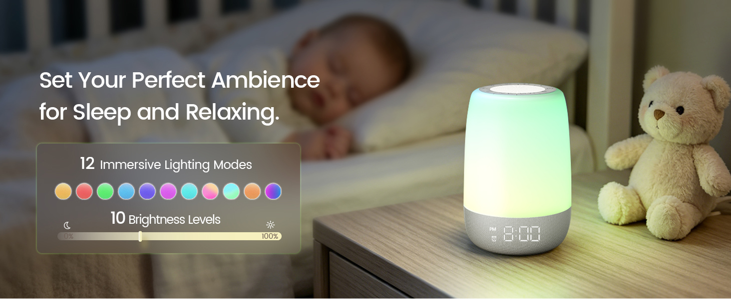 Glocusent N19 12 Light Mode Sound Machine for Sleep
