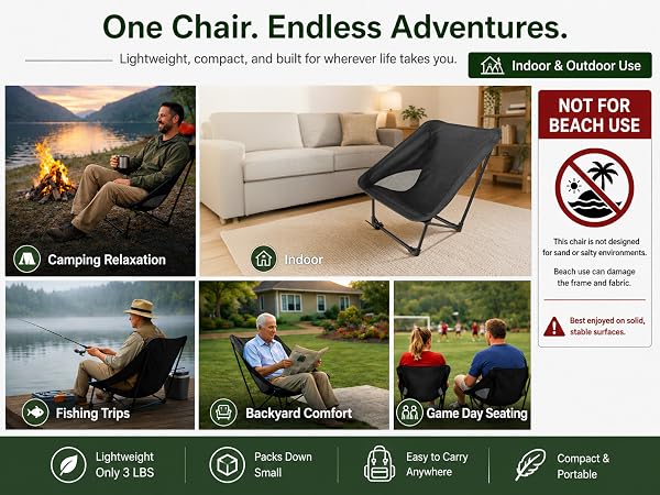 camp chair portable compact travel folding outdoor lightweight hiking festival sports lawn
