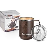 16oz Heated Coffee Mug with Flat Bottom for Rapid Heating , Stainless Steel Heated Coffee Cup Sui...