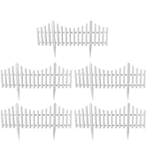 5 Pcs Flexible Picket Fence Garden Border, Plastic Decorative Landscape Edging Fences, Grass Lawn...