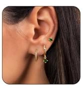 CAROVO 3/4 Pairs Earrings Set for Women Girls, Dainty 14K Gold/Silver Plated CZ Cartilage Earring...