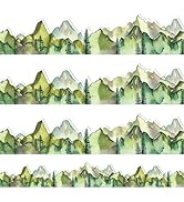 JarThenaAMCS Mountain Bulletin Board Border Watercolor Green Mountain Tree Die Cut Trim Border Ro...