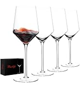 BACLIFE Hand Blown Red Wine Glasses Set of 4 – 15 oz Premium Crystal Wine Glasses With Long Stem ...
