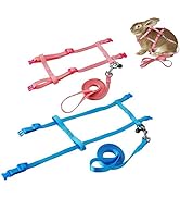 2 Pack Rabbit Harness Leash - Persuper Bunny Cat Leash Adjustable Soft Nylon Small Animal Harness...
