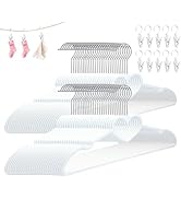 ZRKFSR Plastic Hangers 80 Pack, Cute Hangers Ultra Thin Space Saving - Heart Hangers White Plasti...