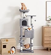 Feandrea Cat Tree, 61-Inch Cat Tower for Indoor Cats, Plush Multi-Level Cat Condo with 5 Scratchi...