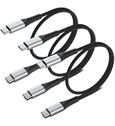 2ft USB C to USB C Cable, 3 Pack Braided USB C to C Charging Cord 60W/3A Type C to Type C Cable F...