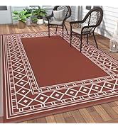 GENIMO Outdoor Rug Waterproof 6'x9' for Patio, Foldable Reversible Plastic Straw Carpet for Trave...
