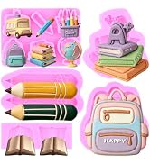 ZiXiang Back to School Silicone Molds Book Fondant Mold Crayon Backpack Pencil School Supplies Ch...