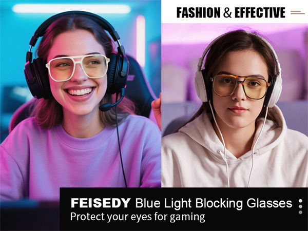 FEISEDY Amber Blue Light Glasses for Computer Gaming Orange/Yellow lens Sleep Glasses G2835