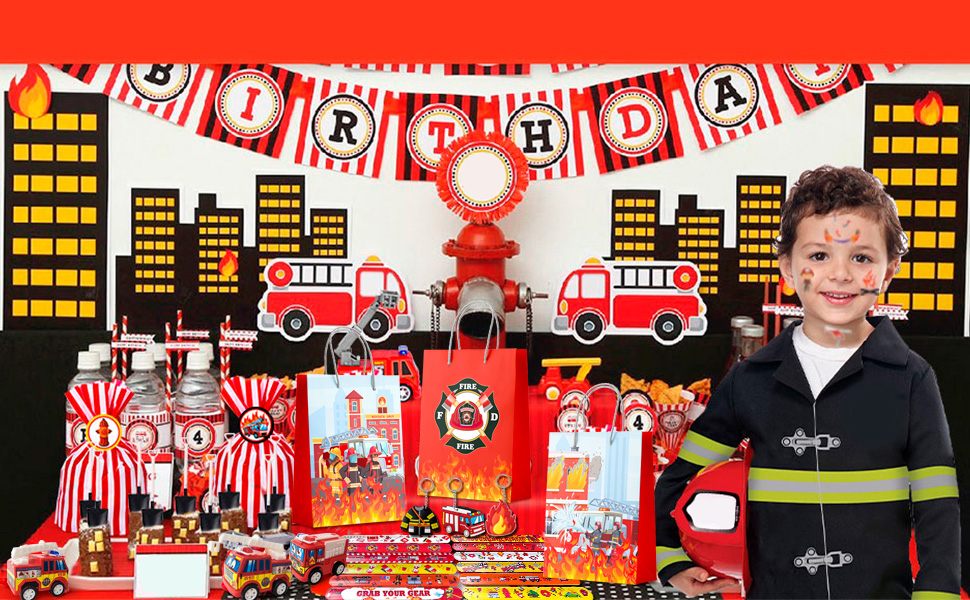 firefighter party favors bags
