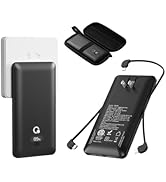 10000mAh Portable Charger with Built-in Cables and AC Wall Plug, USB C Fast Charging Power Bank w...