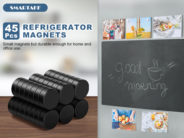45 Pcs Black Refrigerator Magnets