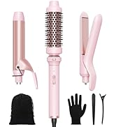 Wavytalk 3 in 1 Curling Wand Set, Multi Curl, Curling Iron Set with Heated Round Brush, Flat Iron...