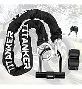 Titanker Motorcycle Chain Lock, Heavy Duty Bike Chain Lock with 2 Keys, Bike Locks with 14mm Thic...