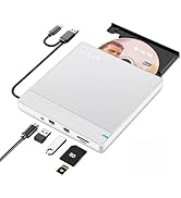 NOLYTH External Blueray/DVD Drive, Portable Bluray Drive External for Laptop with SD TF 2 USB Slo...
