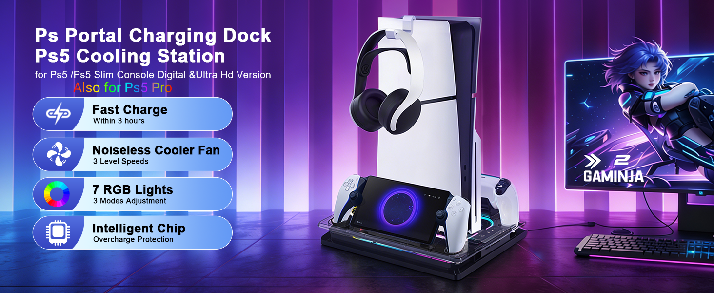 Ps5 Cooling Stand Playstation 5 Accessories Ps5 Cooling Station Ps Portal Charging Dock