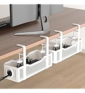 2 Pack Under Desk Cable Management Box White, Cinati Cable Management Under Desk No Drill, Cable ...