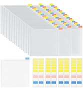 Caydo 60PCS 6x6 Inch Paper Storage Without Closure, Clear Plastic Sleeves with 120PCS Sticky Inde...