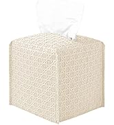 Tissue Box Cover, Leather Tissue Box Holder, Square Tissue Holders for Bathroom 5"x5"x5" (Beige)