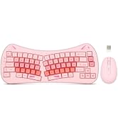 Rii Wireless Keyboard and Mouse for Girls Kids, 68-Key | Pink Cute Cat, Kawaii Design, Compact Ke...