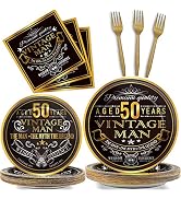 96 Pcs Vintage 50th Party Tableware Set Back in 1973 50th Theme Birthday Party Table Decoration S...