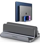 YICOSUN 3-Slot Aluminum Vertical Laptop Stand for Desk - Adjustable Width Dock for MacBook, Surfa...