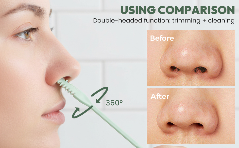 360° Rotating Portable Manual Nose Hair Remover Tool with Ear Picker