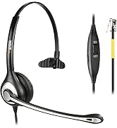 Wantek Phone Headset with Microphone Noise Cancelling, RJ9 Office Telephone Headsets Compatible w...