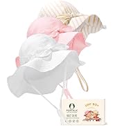 FURTALK 3 Pack Baby Sun Hat Toddler Beach Hat Girls UPF 50+ Wide Brim Infant Kids Summer Adjustab...