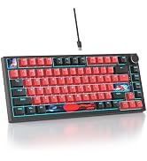 Mosptnspg 75% TKL Wired Mechanical Keyboard,RGB Backlit Gasket Mount 82 Key Hot Swappable Custom ...