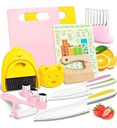 Suhctuptx Kids Knife Set for Real Cooking, Kids Kitchen Knives with Cutting Board Crinkle Cutters...