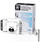 Foyer Nuage Wall Mounted Retractable Clothesline, 4.1m Long TPU Washing Line, Extendable Laundry ...