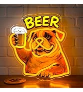 Astuddy Dog Beer Neon Sign – USB Powered Bar Wall Decor with Dimmer,Funny Bulldog Holding Beer Gl...
