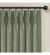 INOVADAY Memory Trained Pinch Pleated Curtains 84 Inches Long, Linen Curtains for Living Room, 2 ...