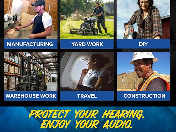 Plugfones Elgin Ruckus Buds with construction wireless audífonos de trabajo motorcycle