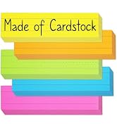 Chell Colored Sentence Strips Cardstock, Pack of 80, 3” x 12” Rainbow Color Word Learning Strips ...